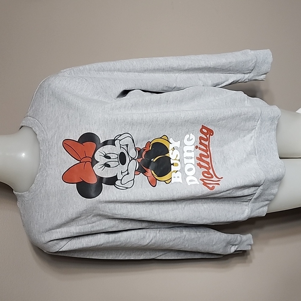 DISNEY Minney sweatshirt that says Busy Doing Nothing in Gray Size 2XL